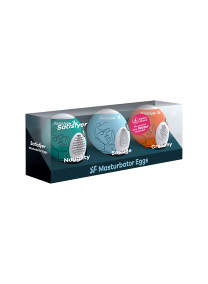 Satisfyer Masturbator Eggs Set of 3 Naughty, Savage, Crunchy Multi-colored