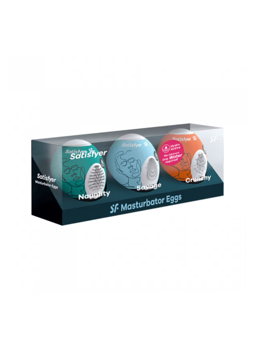 Satisfyer Masturbator Eggs Set of 3 Naughty, Savage, Crunchy Multi-colored