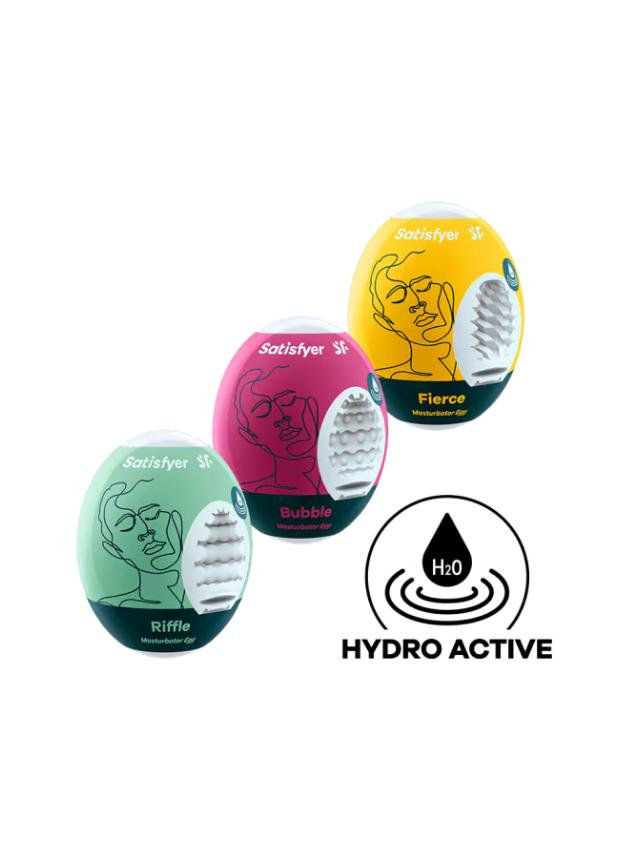 Satisfyer Masturbator Eggs Set of 3 Riffle, Bubble, Fierce Multi-colored