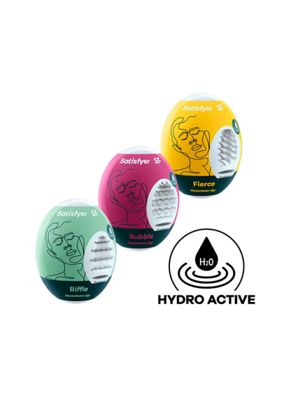 Satisfyer Masturbator Eggs Set of 3 Riffle, Bubble, Fierce Multi-colored