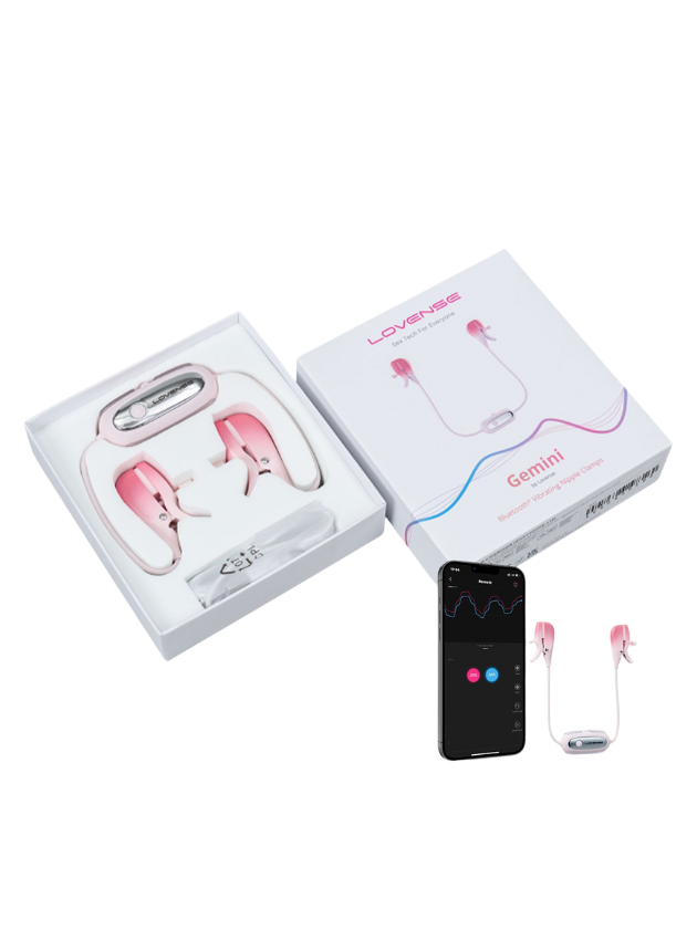 Lovense Gemini App-Controlled Vibrating Nipple Clamp Pink