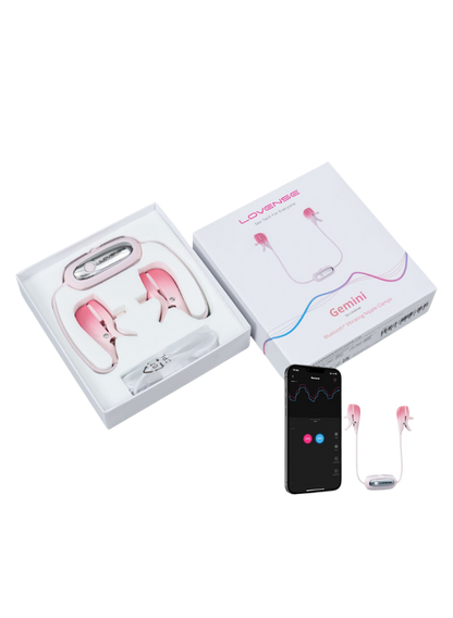 Lovense Gemini App-Controlled Vibrating Nipple Clamp Pink