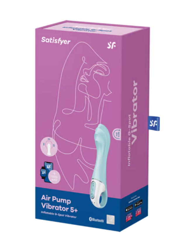 Satisfyer Air Pump Vibrator 5 App-Controlled Inflatable G-Spot Vibrator Light Blue