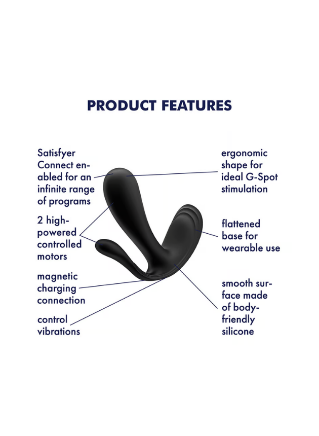 Satisfyer Top Secret+ App-Controlled Vibrating G-Spot and Anal Stimulator Black