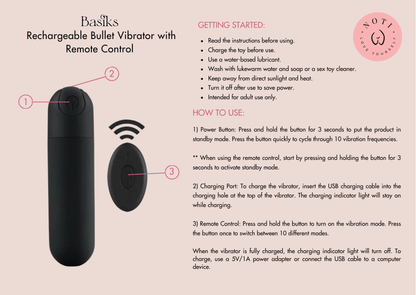 Basiks Rechargeable Bullet Vibrator with Remote Control - NOTI.ph Basiks Rechargeable Bullet Vibrator with Remote Control - NOTI.ph