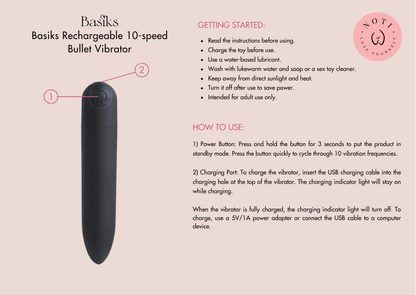 Basiks Rechargeable 10-speed Bullet Vibrator - NOTI.ph Basiks Rechargeable 10-speed Bullet Vibrator - NOTI.ph