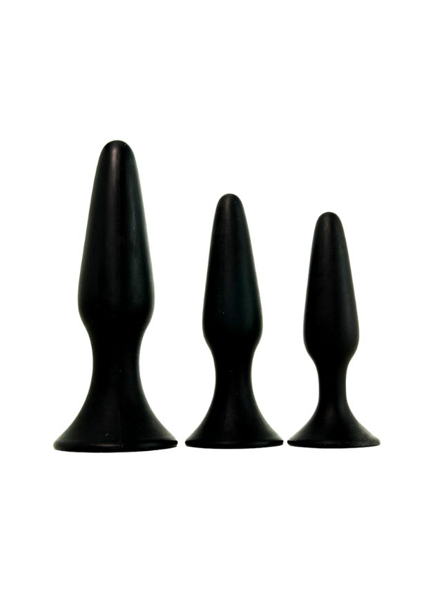 Noti Back Door Triple Butt Plug Set (black-set-3)