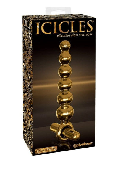 Icicles Gold Editon G06 Vibrating Glass Dildo (gold-n-3)