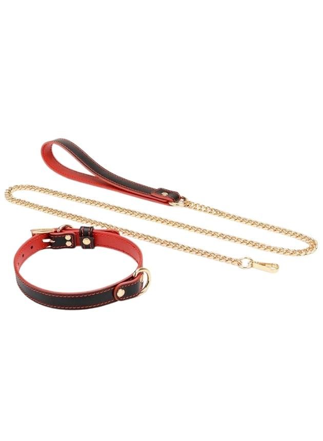 Obei Guide Me Real Leather Collar And Lead Set (red-set-1)