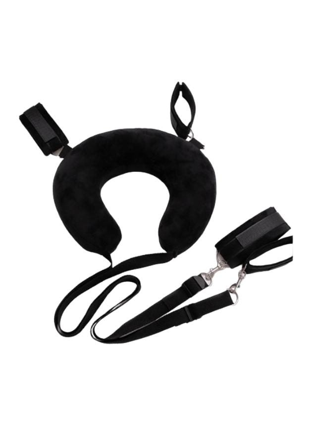 Obei Restrain Me Plush Neck Pillow With Hand And Ankle Cuff Set Black (black-set-1)