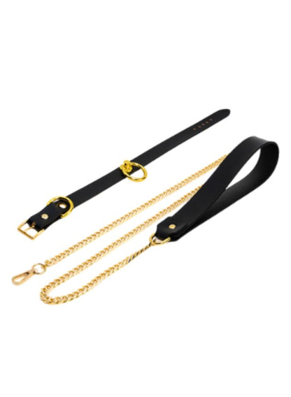 Obei Bound To Explore Leather Collar And Lead Set (black-set-1)