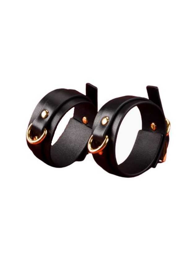 Obei Bound To Explore Leather Handcuff Black Gold (black-n-1)