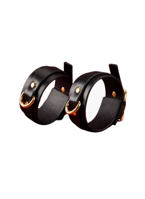 Obei Bound to Explore Leather Handcuff Black Gold