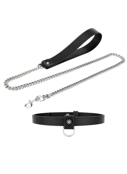 Obei Real Leather Collar And Lead Set (black-set-1)